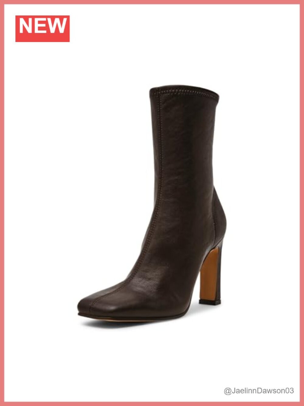 Mid Calf Bootie Block Heel Zip PU Leather